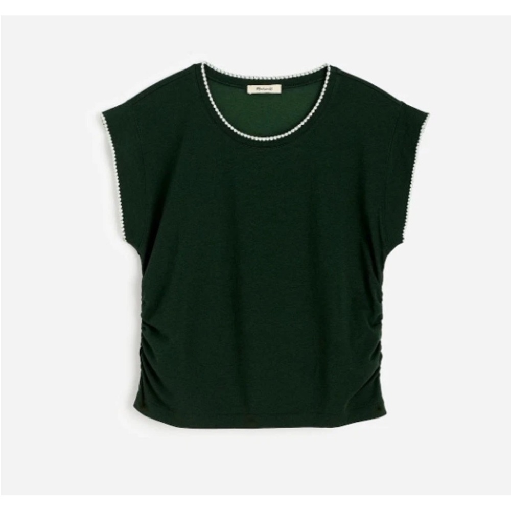 Madewell Green White Trim Short Sleeve Sutro Stitch Muscle Tee L NWT - Picture 2 of 8